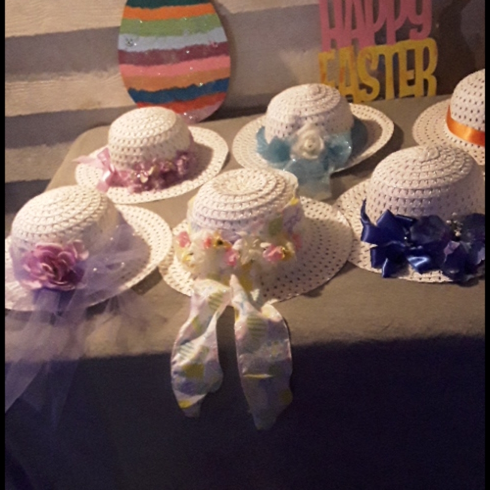 Homemade little girls Easter hats